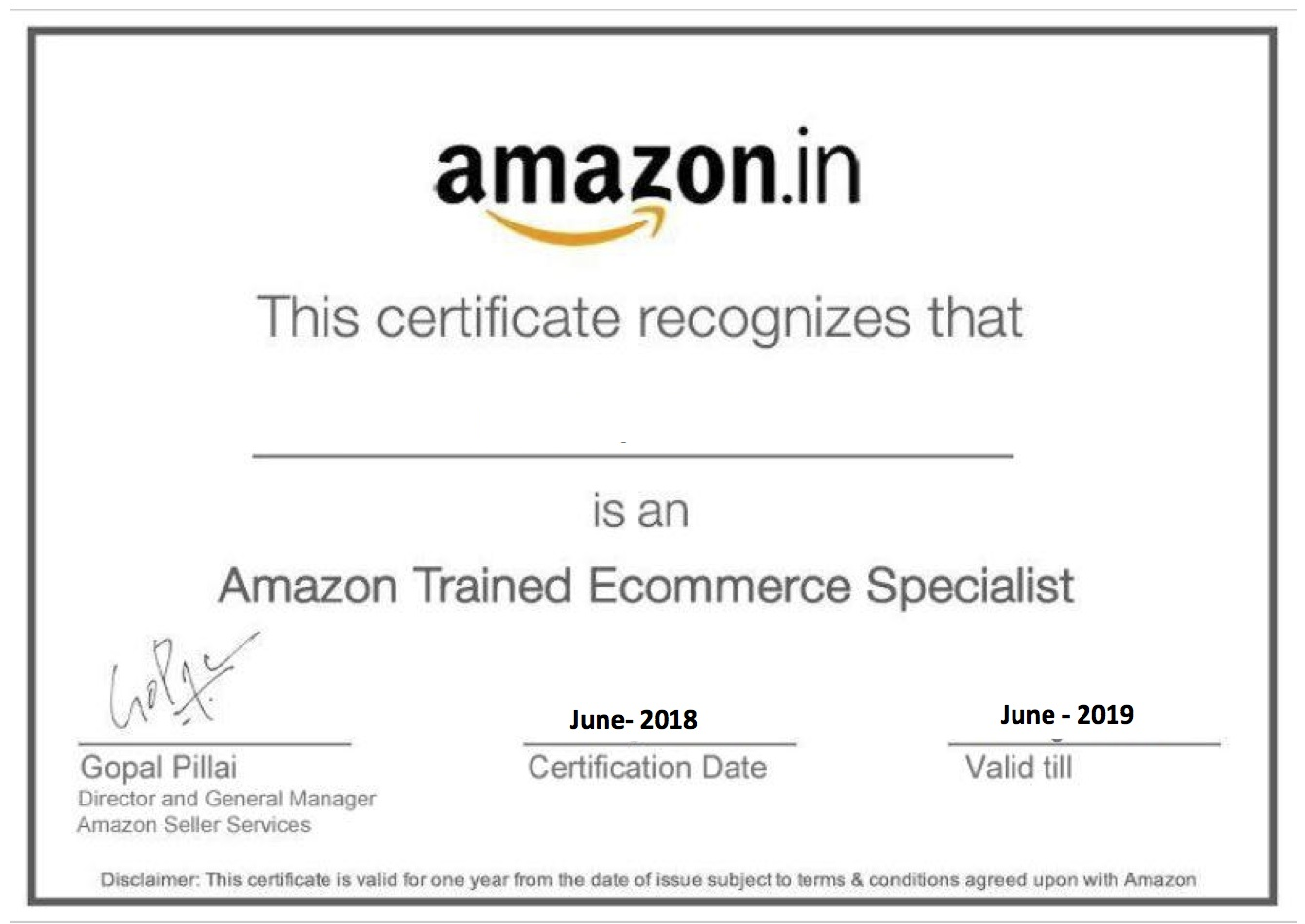 Amazon trained ecommerce specialist ATES Certificate by Progro